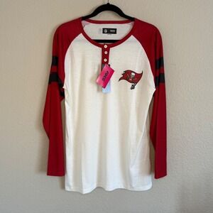 NFL Team Apparel Womens L‎ Tampa Bay Buccaneers Raglan Henley Shirt Football